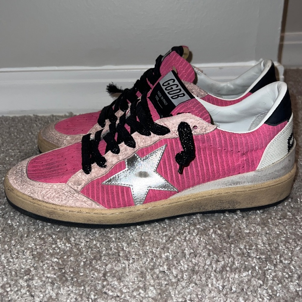 Golden Goose Ball Star Hot Pink/Light Pink Sparkle Laces Sneaker